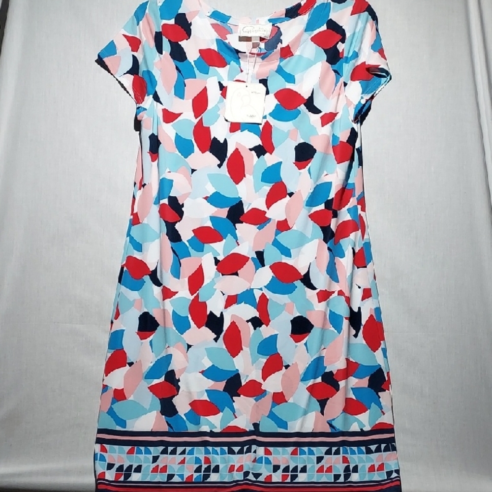 NWT Pappagallo The Victoria Dress border print sheath dress womens size large‎